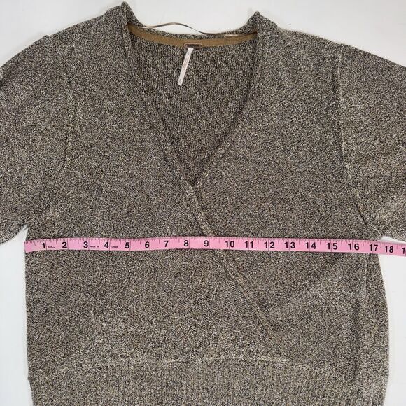 Free People Going for Gold Faux Wrap Sweater Tan Women XL - Picture 7 of 10